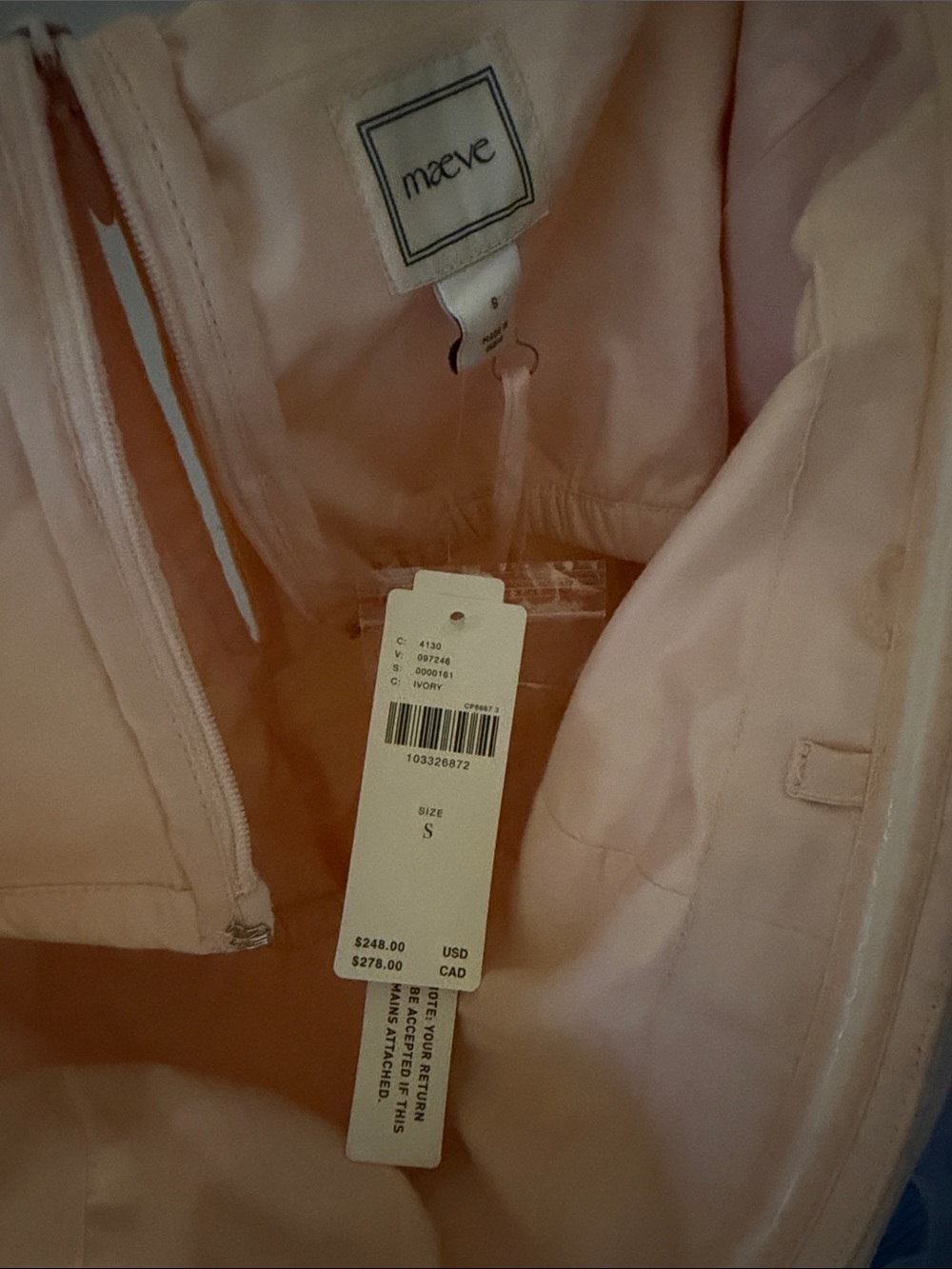 Anthropologie Strapless Blush Pink Embellished A-Line Dress - Picture 4 of 4